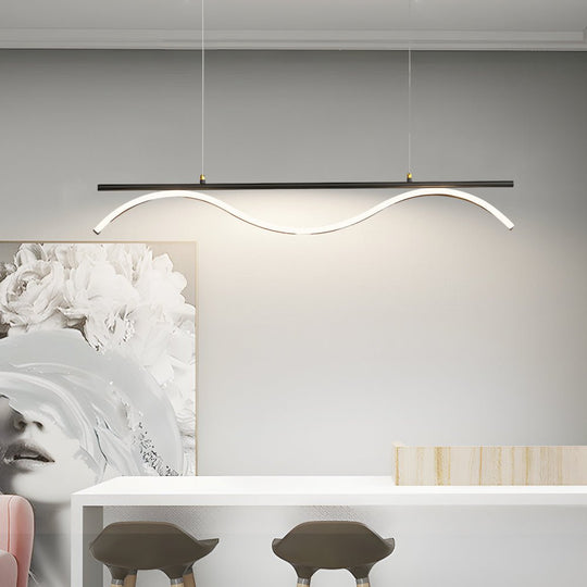 Linear Wave Design LED 1 Light Island Light 47 Inch Length