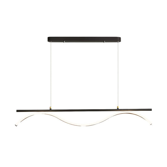 Linear Wave Design LED 1 Light Island Light 47 Inch Length