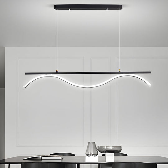 Linear Wave Design LED 1 Light Island Light 47 Inch Length