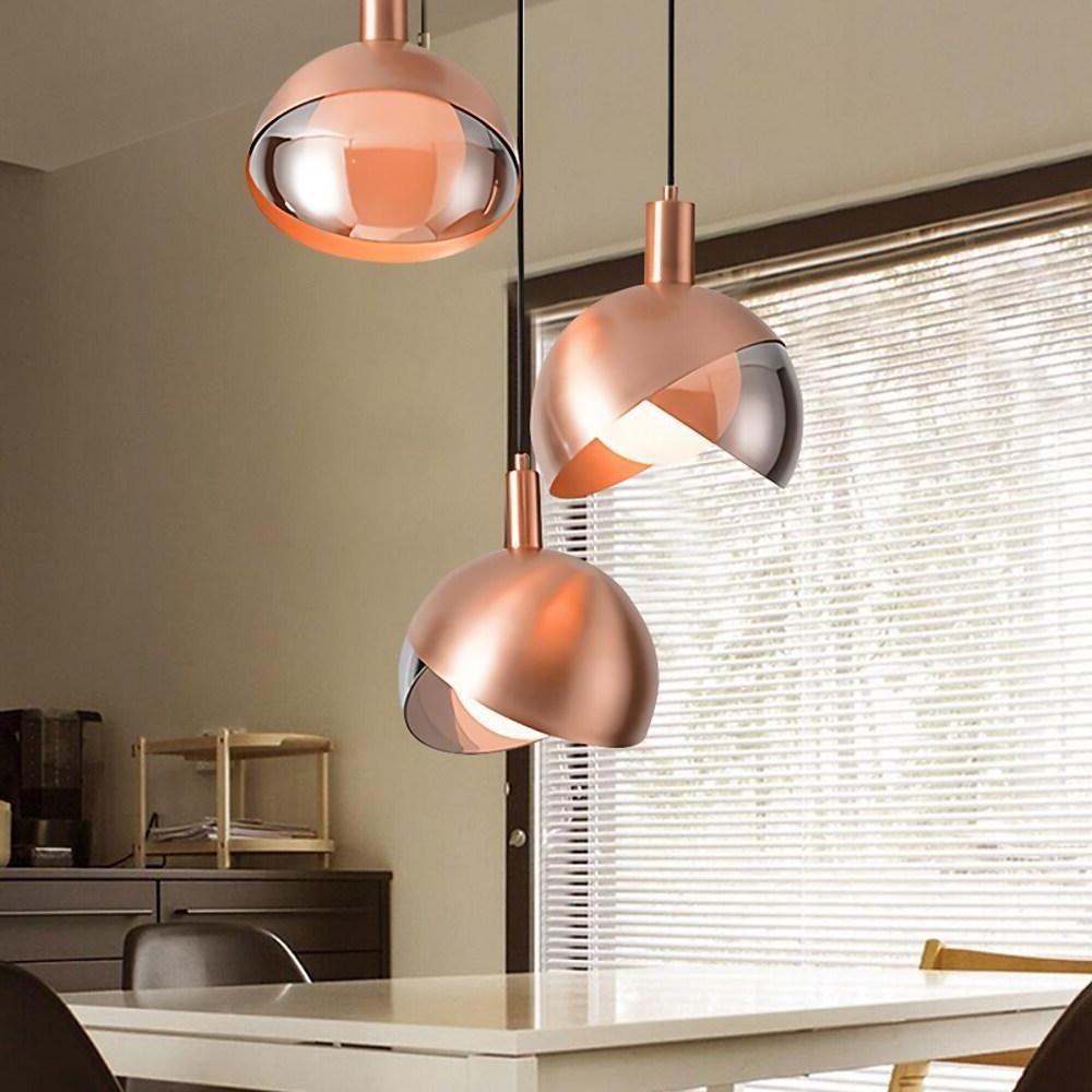 Industrial Dual-Tone Semi Globe Glass Pendant Light