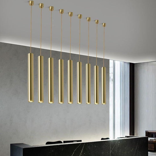 Unique Elongated Linear Metal Industrial Kitchen Island Pendant Light