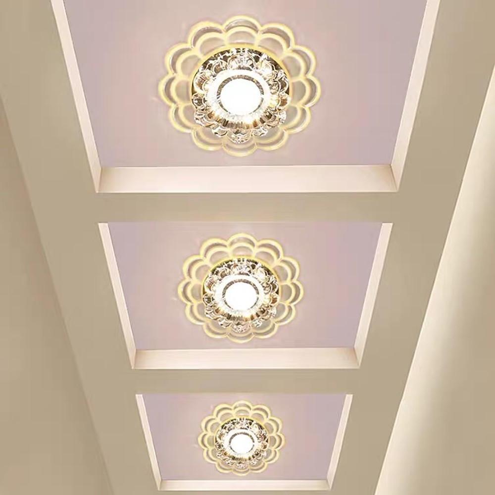 Flower Effect Crystal Metal LED Flush Mount Ceiling Light for Kids and Entryway