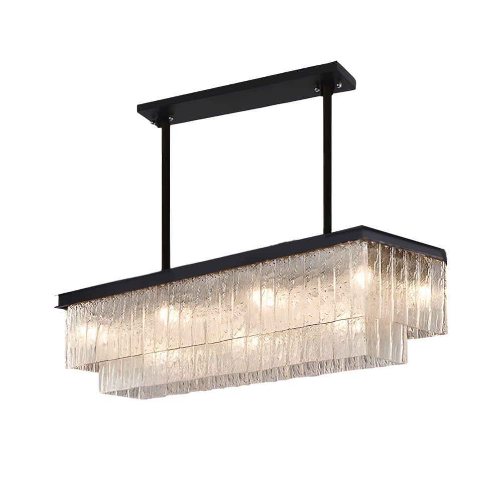 Long Rectangular Double Layer 3 Step Dimming Post Modern Chandelier