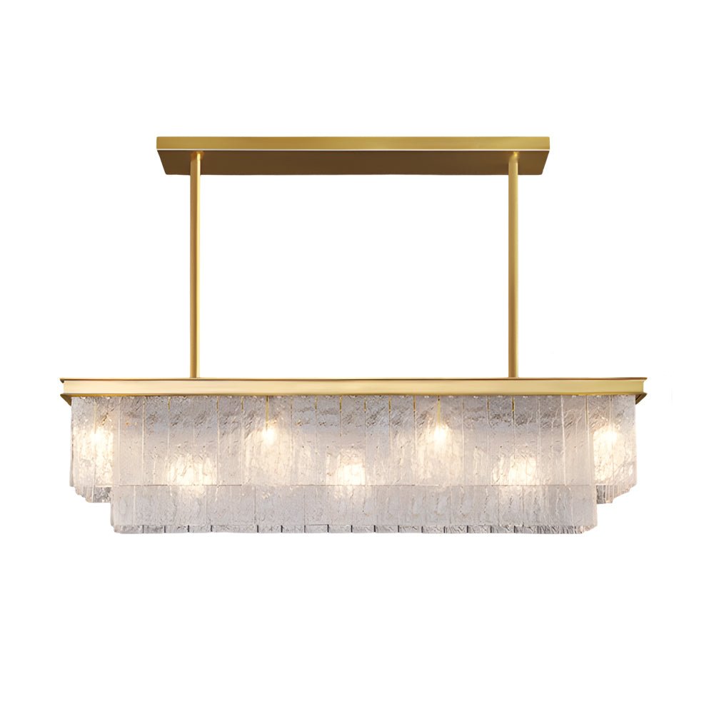 Long Rectangular Double Layer 3 Step Dimming Post Modern Chandelier