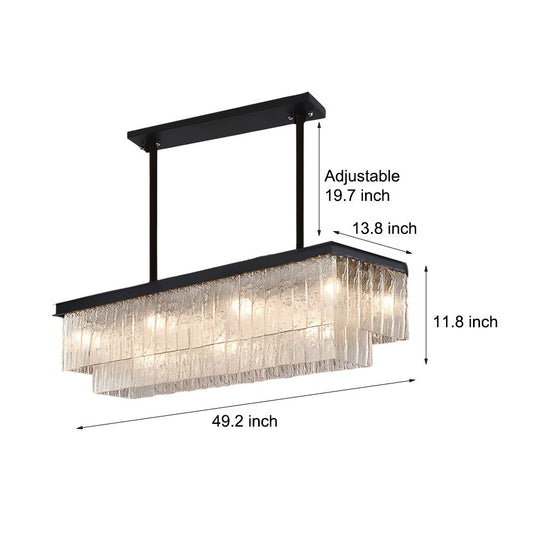 Long Rectangular Double Layer 3 Step Dimming Post Modern Chandelier