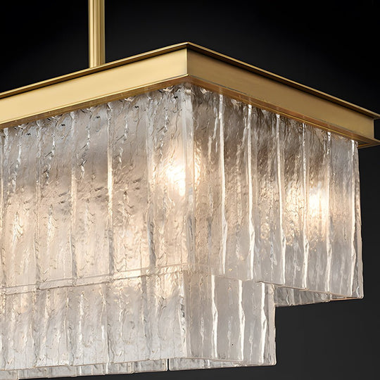 Long Rectangular Double Layer 3 Step Dimming Post Modern Chandelier
