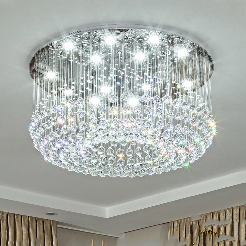 Glass-cicles Crystal LED Drum Flush Mount Chandelier