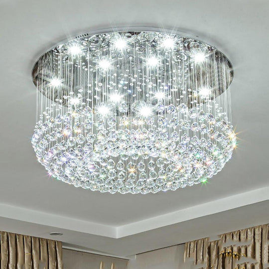 Glass-cicles Crystal LED Drum Flush Mount Chandelier