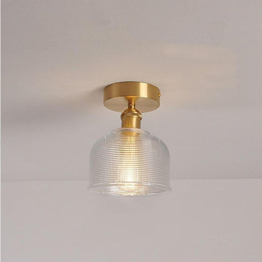 Lantern Modern Glass Copper Flush Mount Ceiling Light