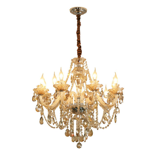 Luxury Glass Crystal Candlelight Retro European Style Chandelier