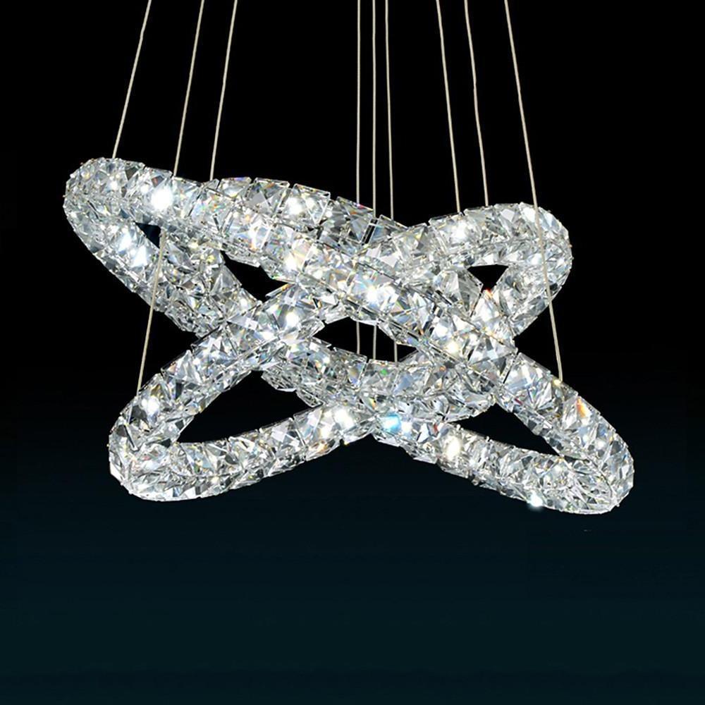 LED 3 Rings Gold Crystal Modern Chandelier