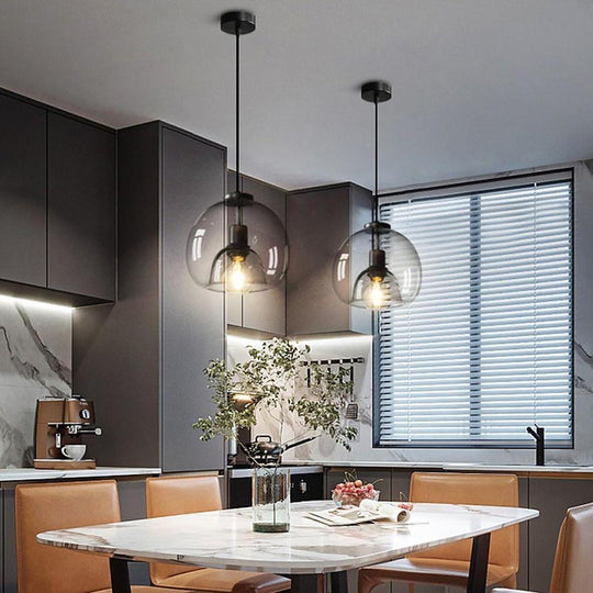 Vintage Smoked Glass Metal Pendant Light