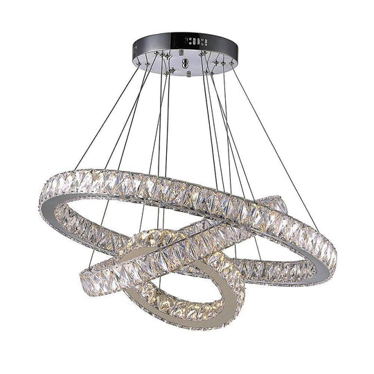 Interwoven Circle Design Metal Crystal LED Chandelier