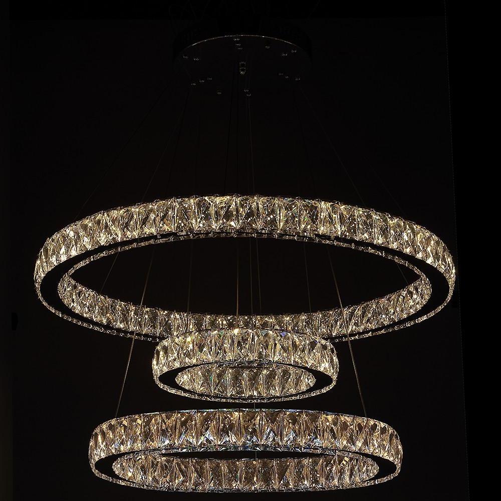 Interwoven Circle Design Metal Crystal LED Chandelier