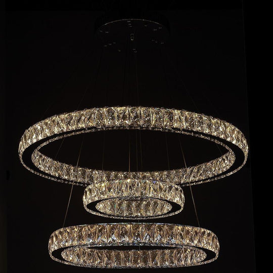Interwoven Circle Design Metal Crystal LED Chandelier