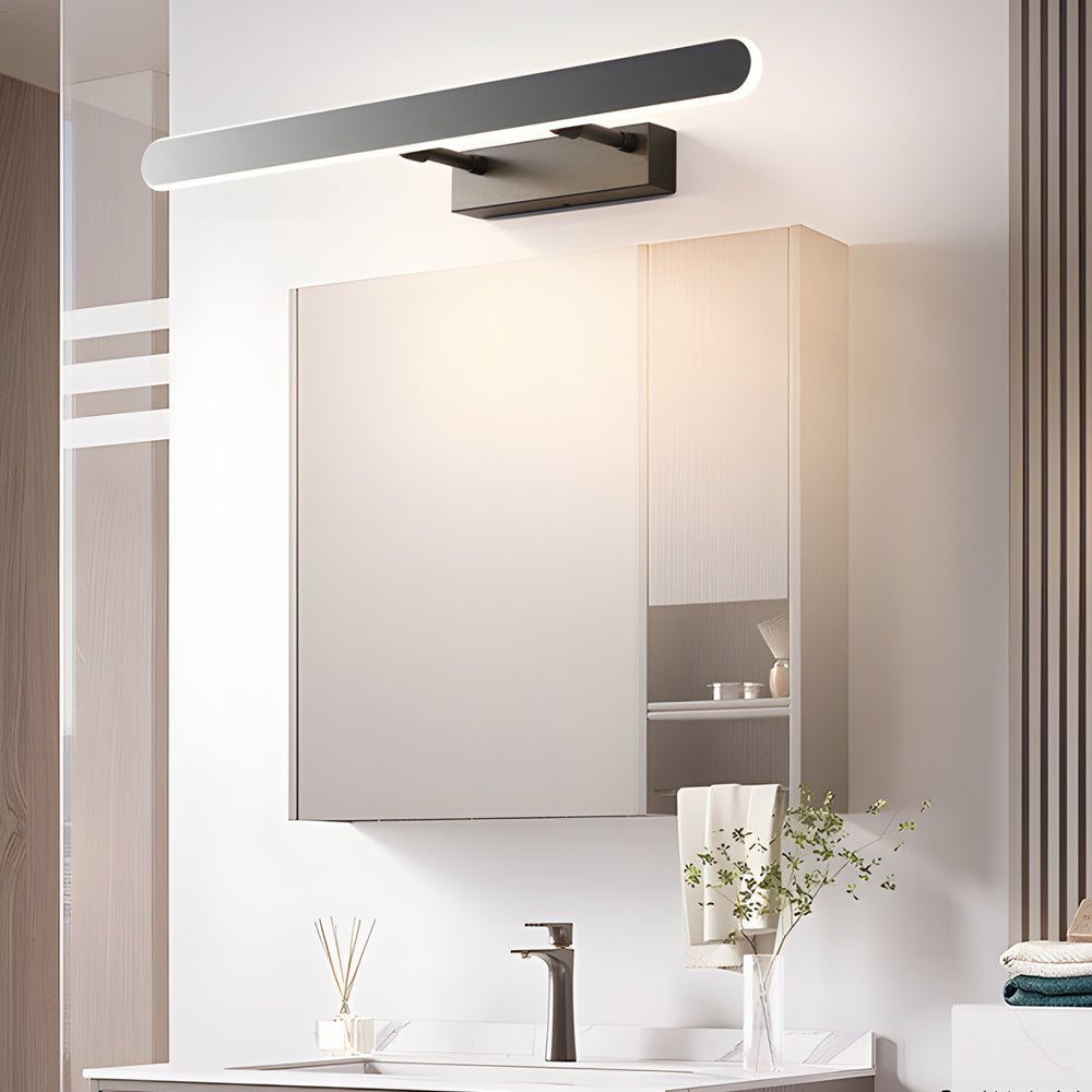 Minimalist Matte Black LED Bathroom Vanity Light Bar – Acrylic Surround