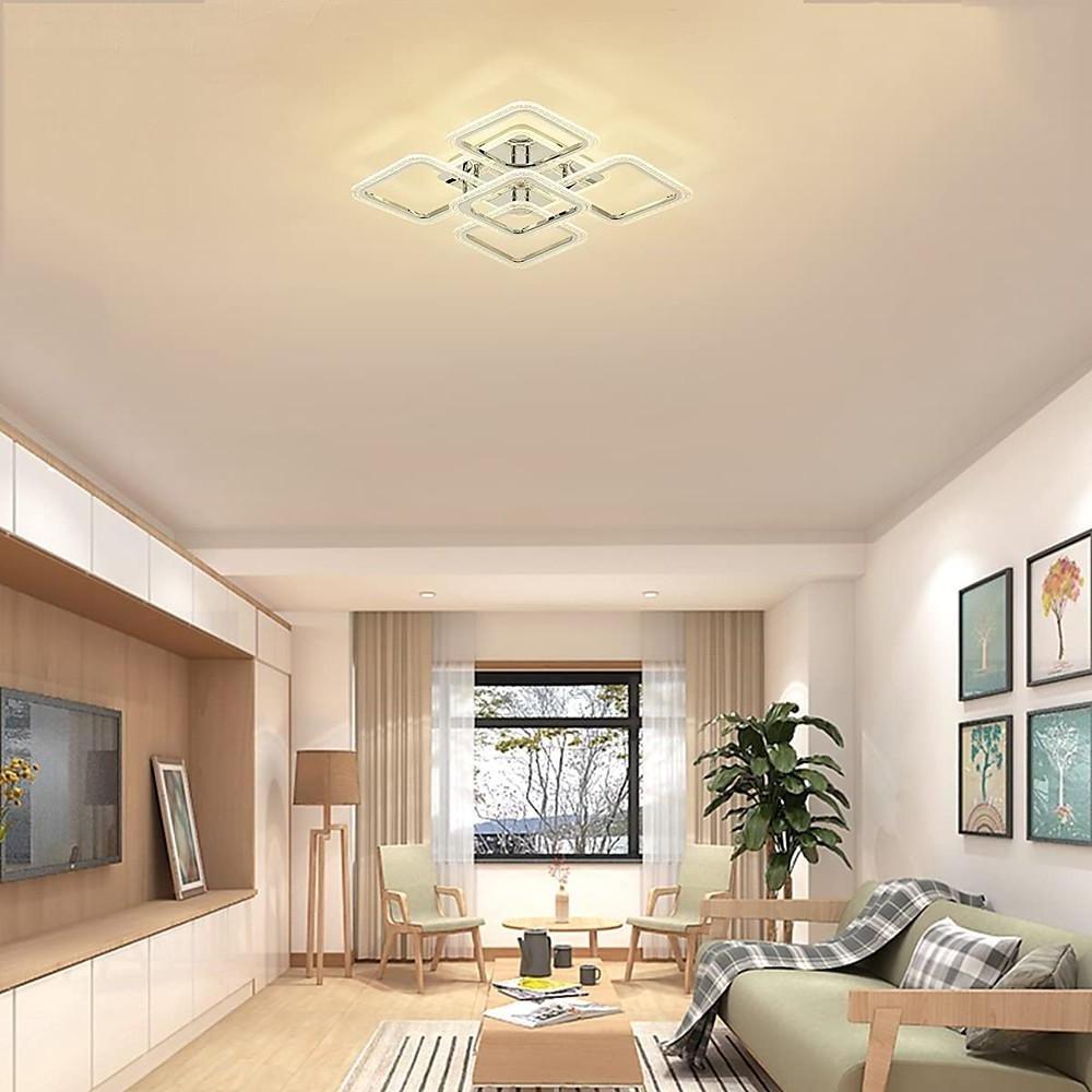 5-Square LED Modern Flush Mount Ceiling Light – Layered Geometric Design