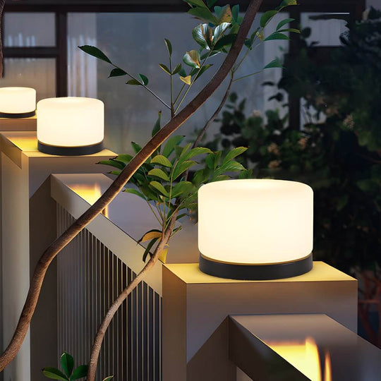 Modern Cylindrical LED Post Lamp with 360° Illumination