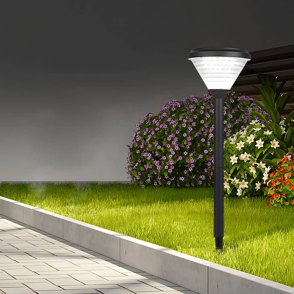 Modern Black LED Solar Pathway Light – 27.6" with Frosted Lampshade
