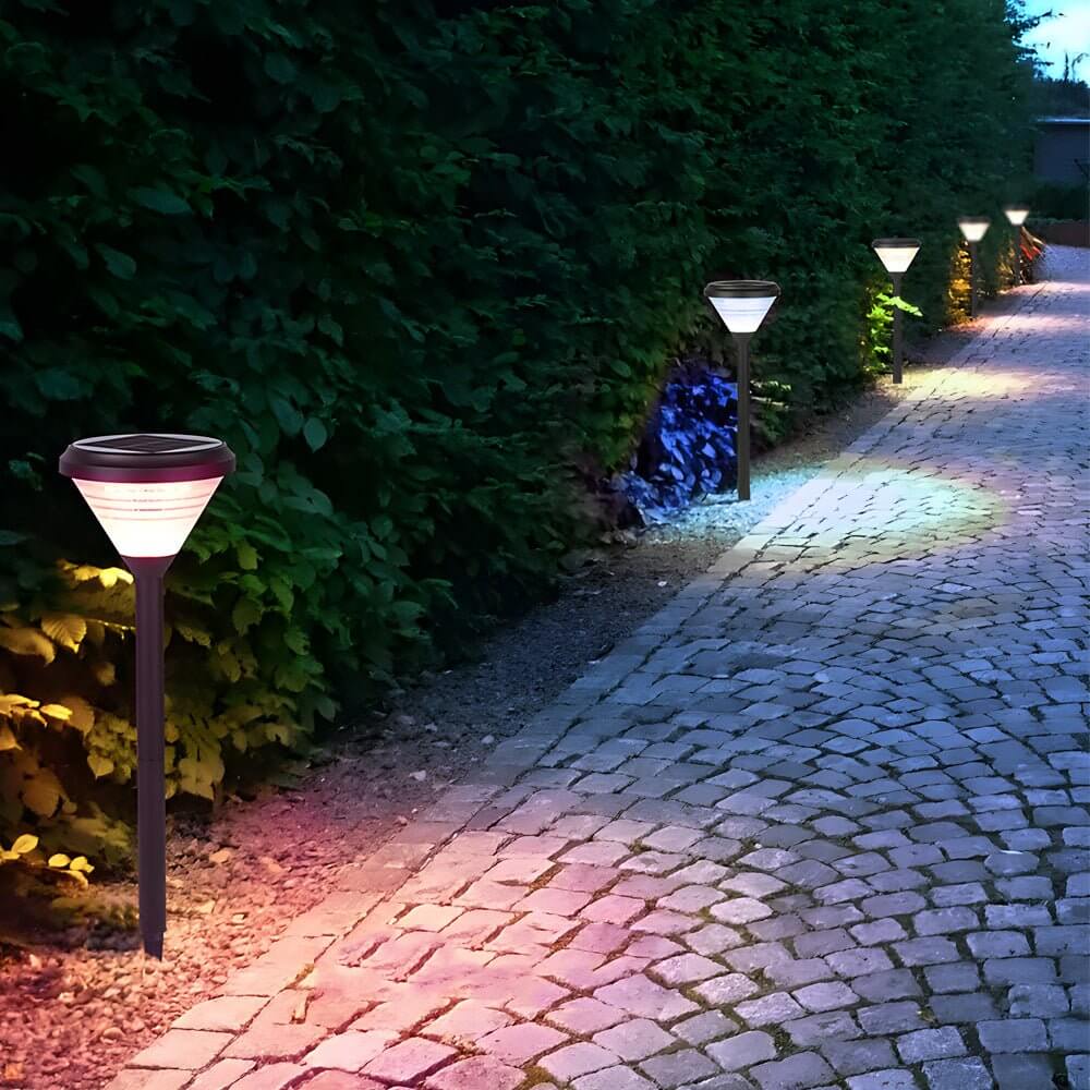 Modern Black LED Solar Pathway Light – 27.6" with Frosted Lampshade