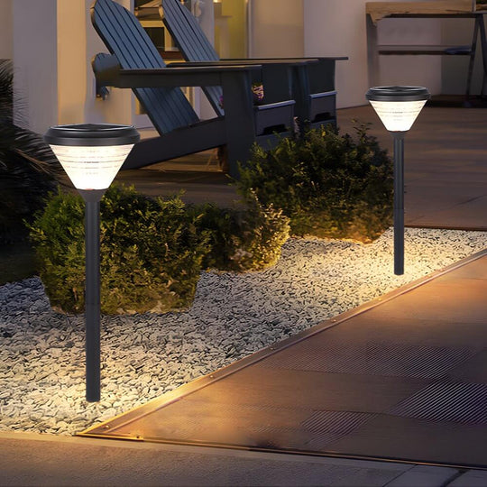 Modern Black LED Solar Pathway Light – 27.6" with Frosted Lampshade