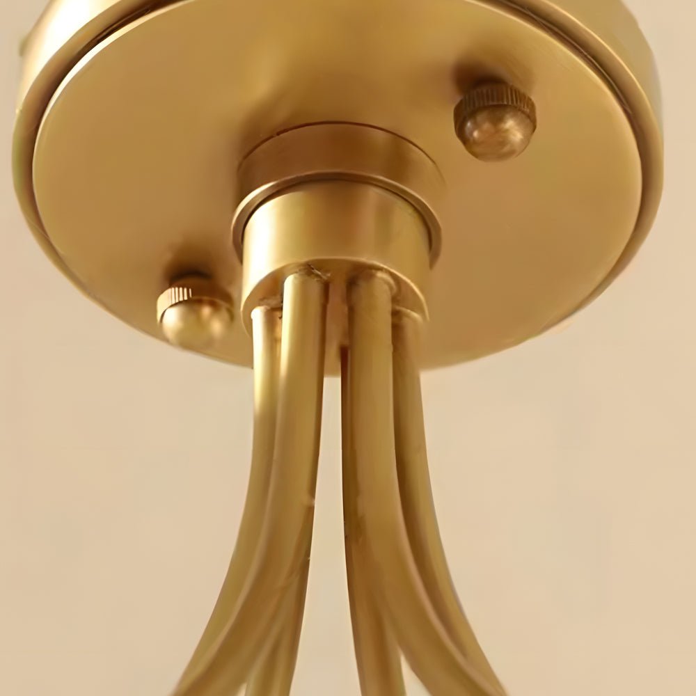 Modern Brass Carved Glass Semi-Flush Mount Ceiling Light – 6/8-Light