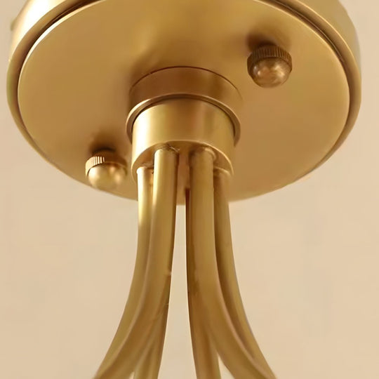 Modern Brass Carved Glass Semi-Flush Mount Ceiling Light – 6/8-Light