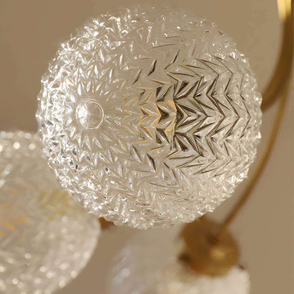 Modern Brass Carved Glass Semi-Flush Mount Ceiling Light – 6/8-Light