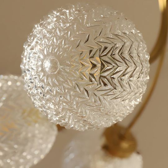 Modern Brass Carved Glass Semi-Flush Mount Ceiling Light – 6/8-Light