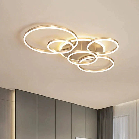 Modern Ceiling Lights For Living Room Circle Gold Brown LED Plafon Decor Bedroom Lamps Fixture With Remote Control Lustre