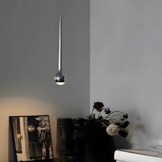 Modern Chromed Metal Single Water Drop LED Pendant Light