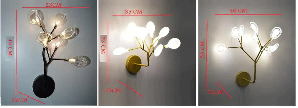 Modern firefly Tree Branch LED Wall Light for Bedroom Study Room