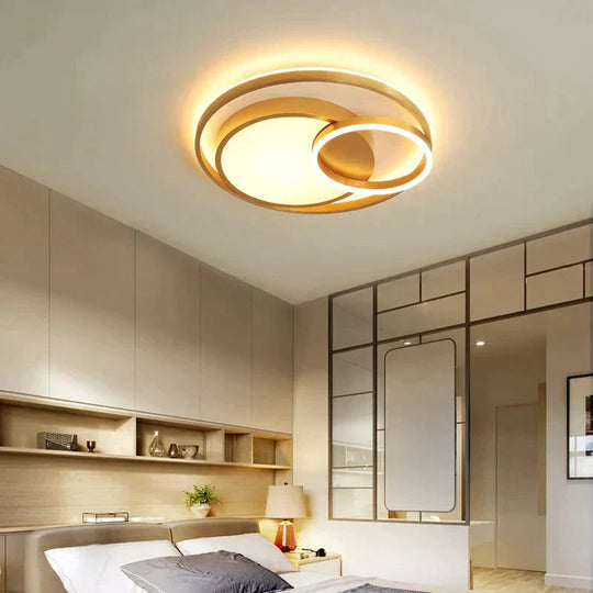Modern Golden Round LED Ceiling Lamps Living Room Bedroom Dimmable Remote Control Acrylic Light Indoor Lighting