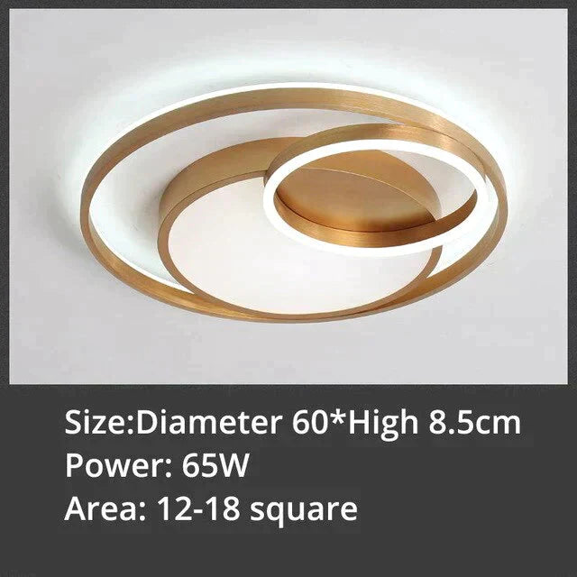 Modern Golden Round LED Ceiling Lamps Living Room Bedroom Dimmable Remote Control Acrylic Light Indoor Lighting