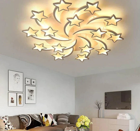 Modern led chandelier art deco  room indoor lamp white star for living room dining room bedroom kid's room kitchen remote