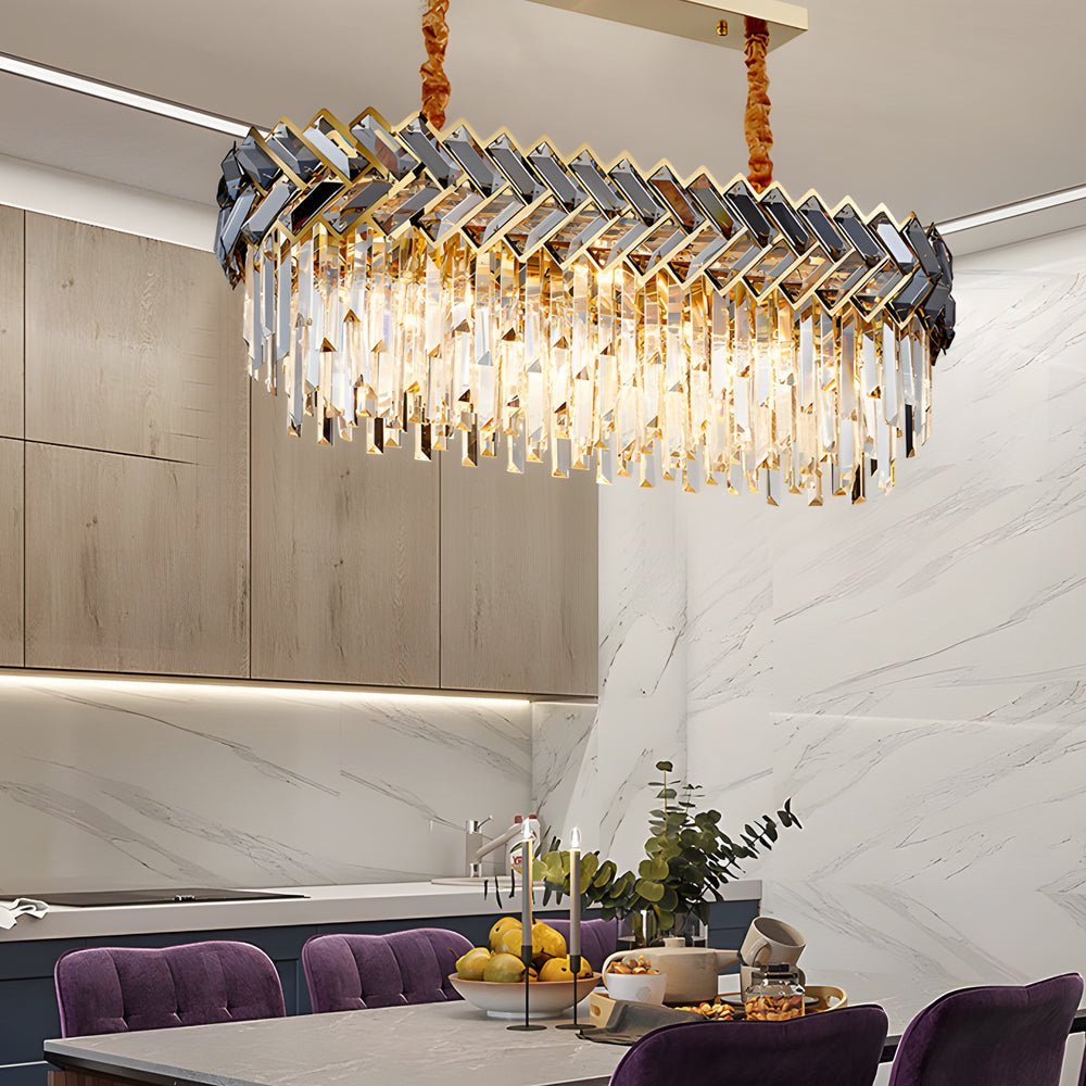 Modern LED Dimmable Dining Room Crystal Chandelier – Round or Rectangle