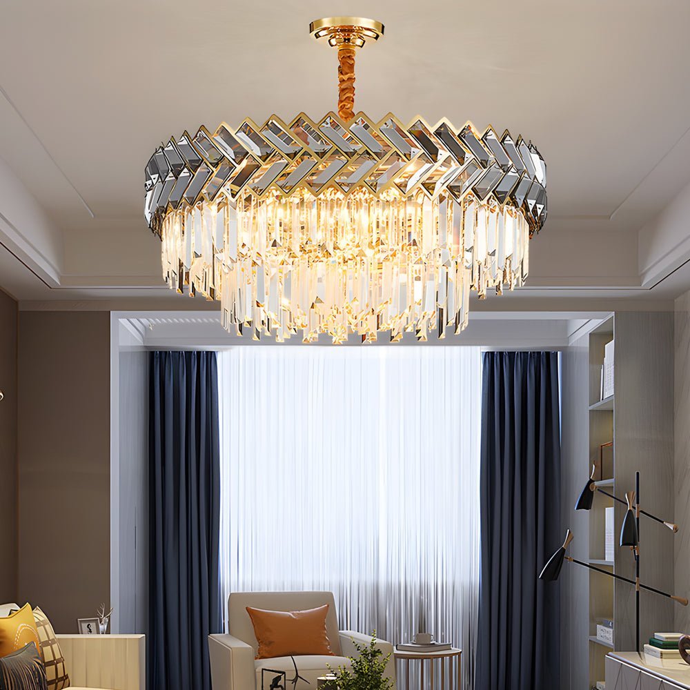 Modern LED Dimmable Dining Room Crystal Chandelier – Round or Rectangle