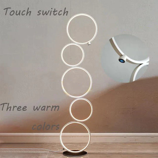 Modern Minimalist LED Ring Floor Lights Lighting Art Deco Home Floor Lights Touch Switch Standing Lamp for Living Room Luminarie