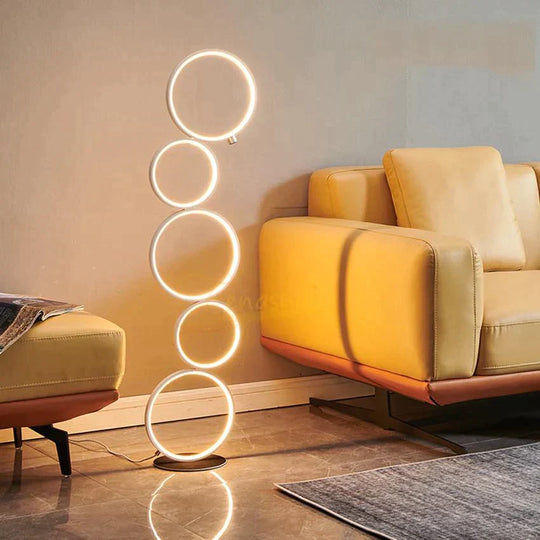 Modern Minimalist LED Ring Floor Lights Lighting Art Deco Home Floor Lights Touch Switch Standing Lamp for Living Room Luminarie