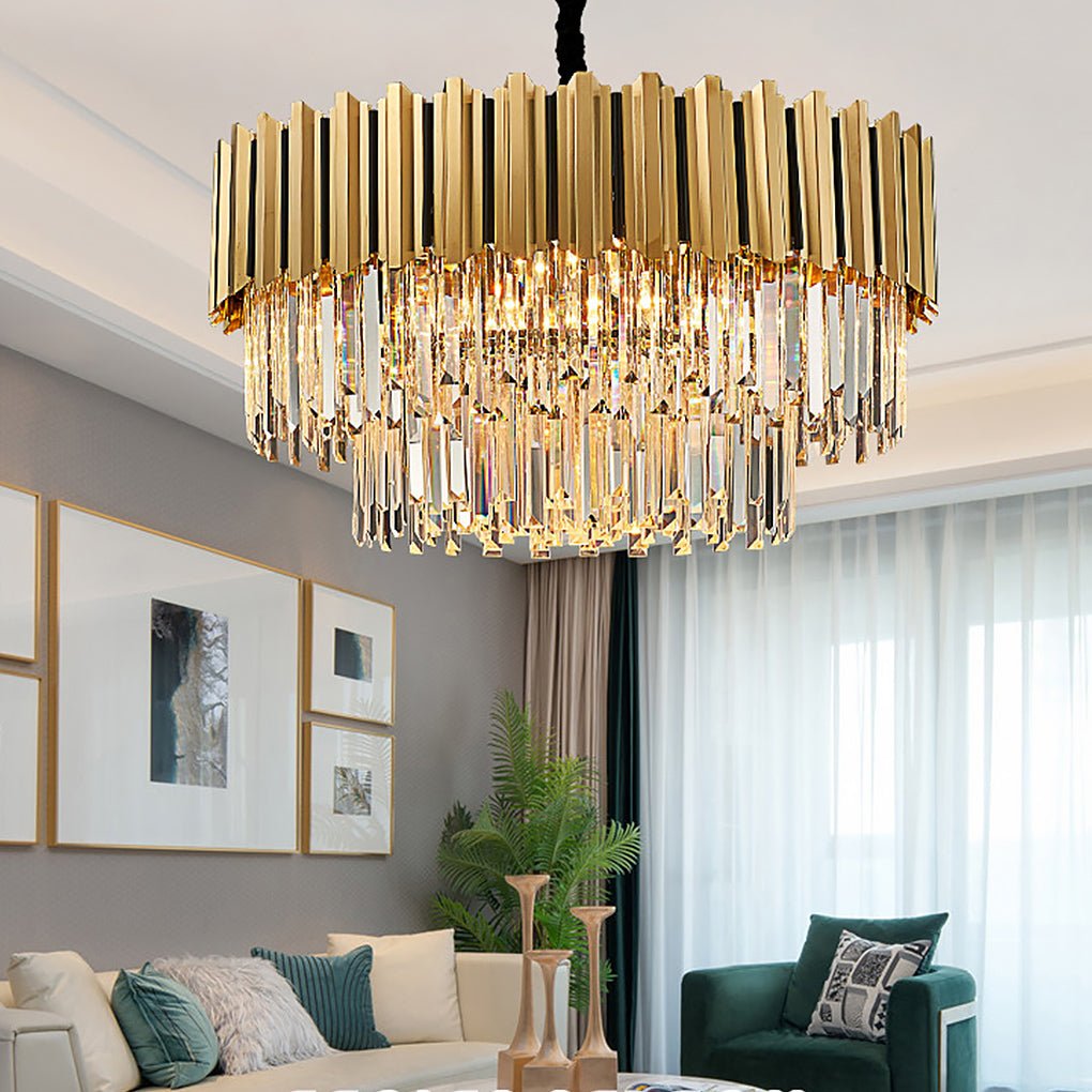 Modern Minimalist LED Crystal Chandelier for Living, Dining, or Bedroom
