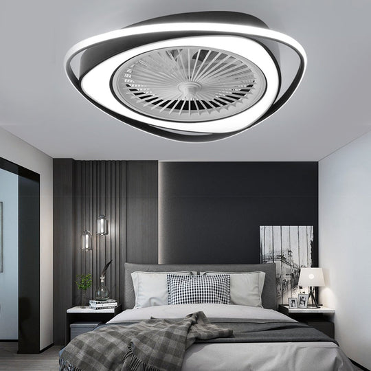 Modern Bladeless Ceiling Fan with Stepless Dimming LED for Bedrooms