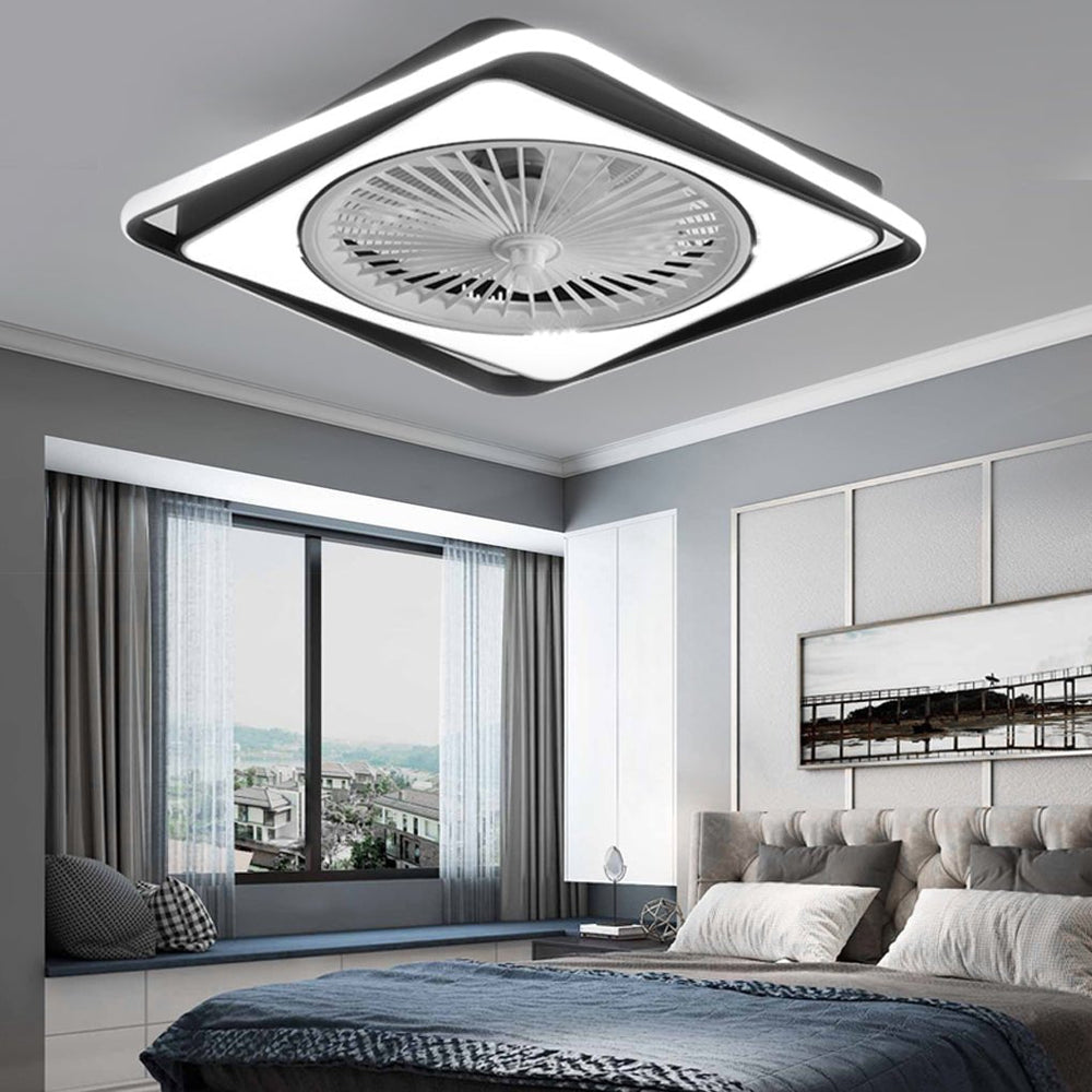 Modern Bladeless Ceiling Fan with Stepless Dimming LED for Bedrooms