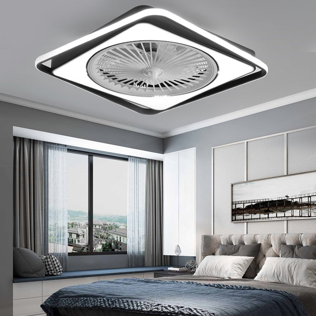 Modern Bladeless Ceiling Fan with Stepless Dimming LED for Bedrooms