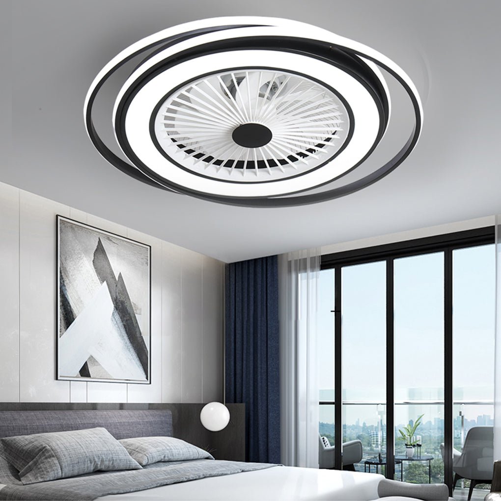 Modern Bladeless Ceiling Fan with Stepless Dimming LED for Bedrooms