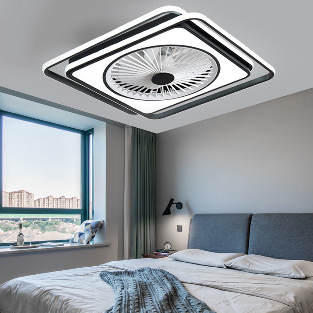Modern Bladeless Ceiling Fan with Stepless Dimming LED for Bedrooms