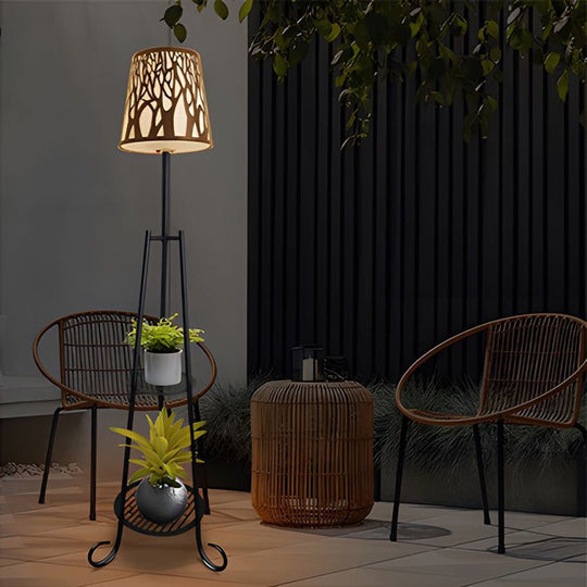 Modern Outdoor LED Floor Lamp with Shelves