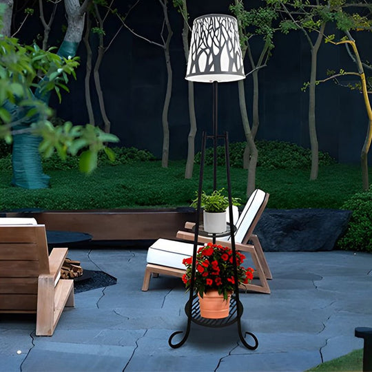 Modern Outdoor LED Floor Lamp with Shelves