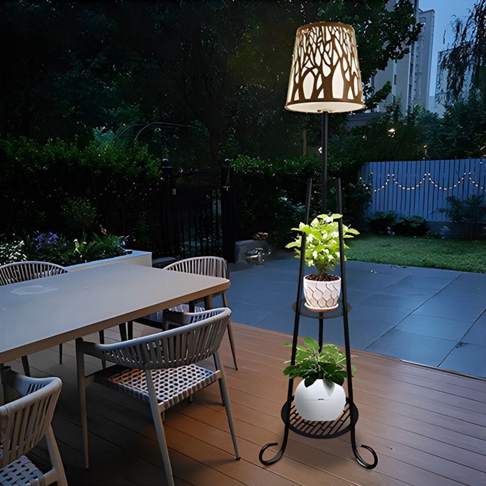 Modern Outdoor LED Floor Lamp with Shelves