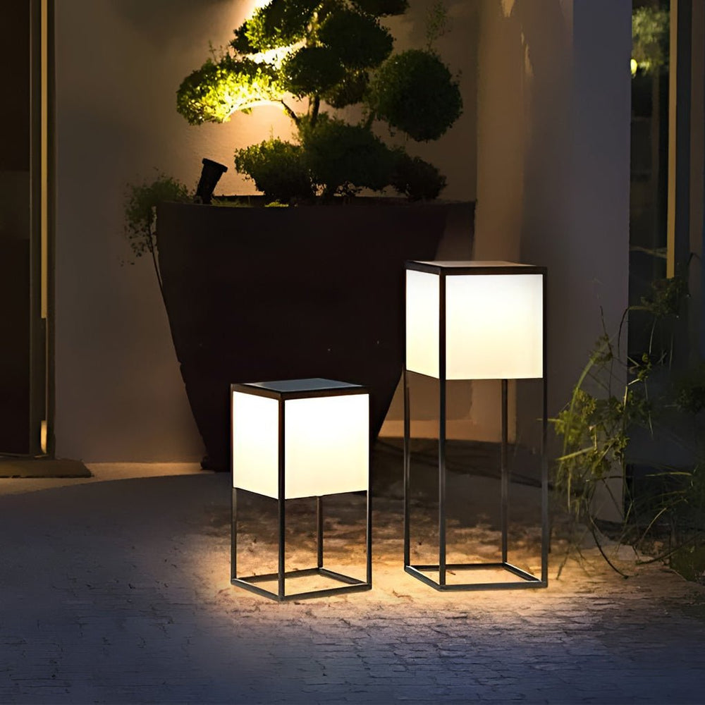 Square Solar LED Post Light with Stainless Steel Frame