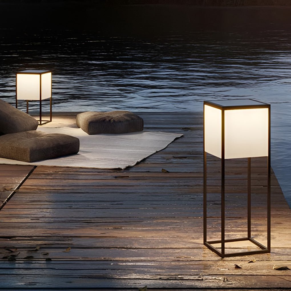 Square Solar LED Post Light with Stainless Steel Frame